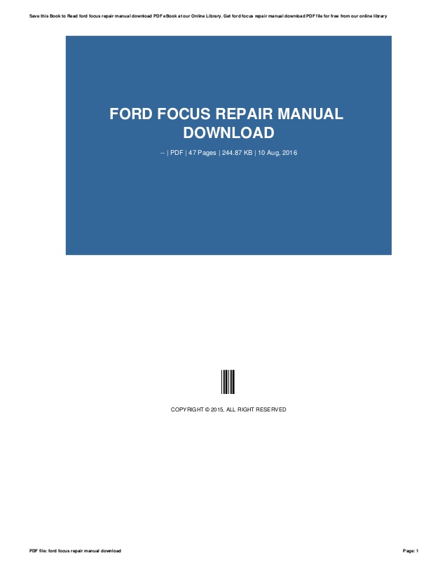 ford focus repair manual pdf free download